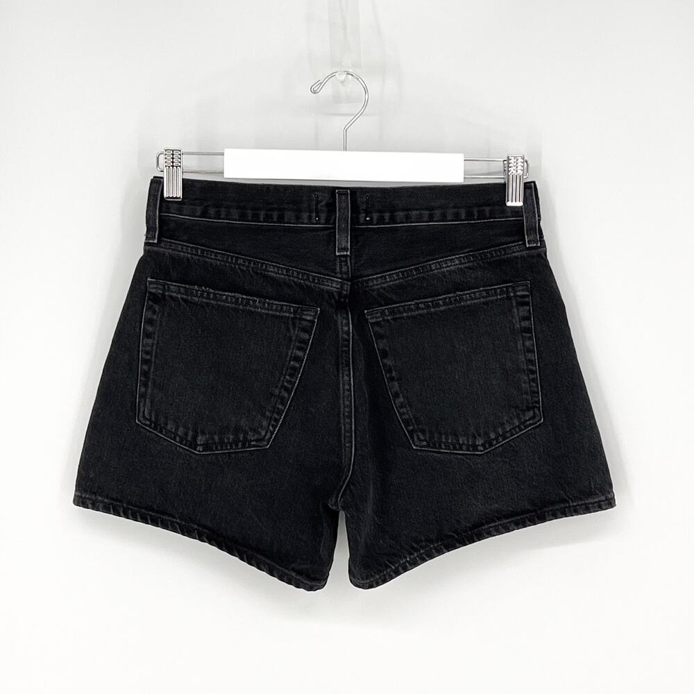 AGOLDE Parker Long Denim Shorts Cat Wash Black Organic Cotton Size 25 - Picture 5 of 5